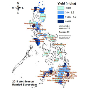 Average yield per province (mt/ha), rainfed ecosystem, 2011 wet season preview