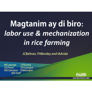Magtanim ay di biro: labor use & mechanization in rice farming, RBFHS 2011 preview